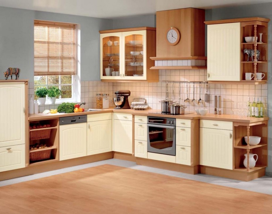 Tủ bếp cao cấp gỗ sơn màu chữ L