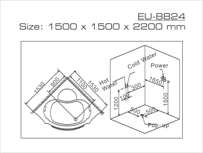 Thông số kỹ thuật của phòng xông hơi EU-8824