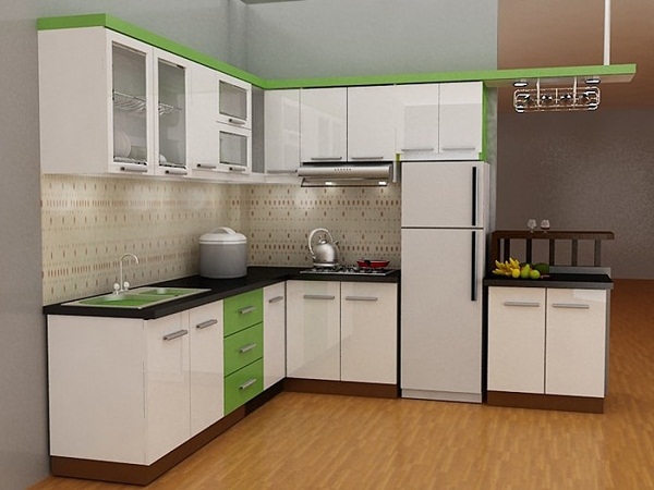 Mẫu tủ bếp gỗ laminate quầy bar đẹp