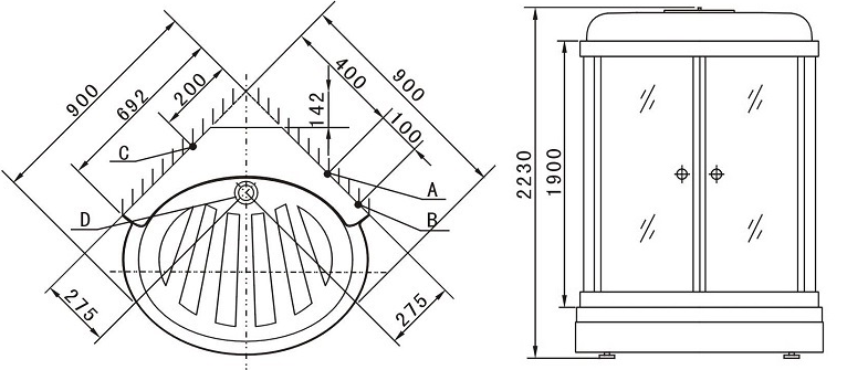 Bản vẽ phòng xông hơi Appollo A-0812