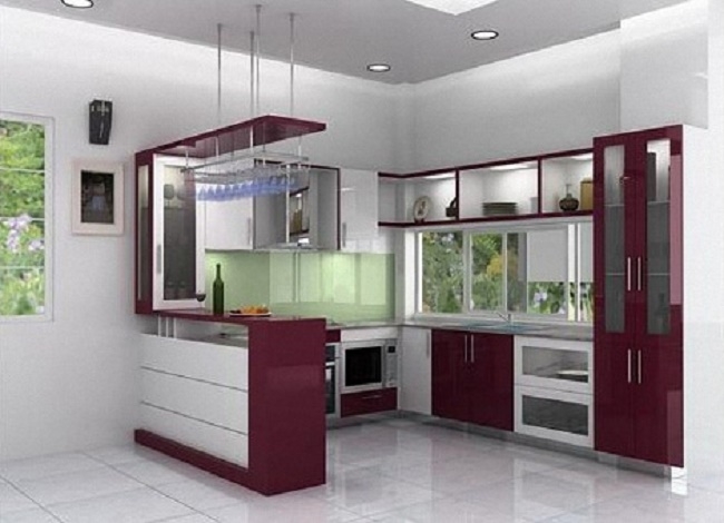 Tủ bếp chung cư Laminate chữ G cao cấp