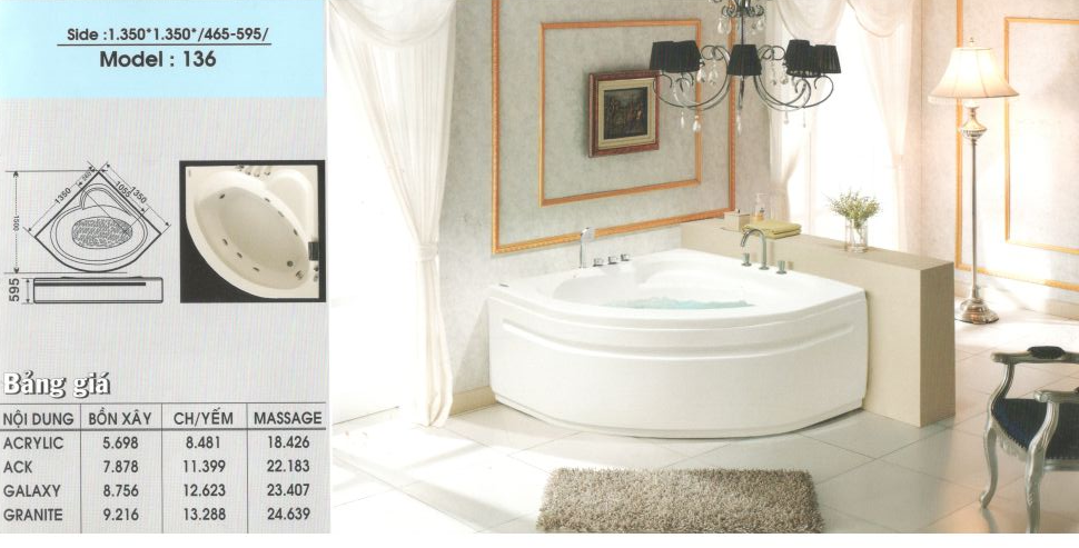 Bồn tắm massage việt Mỹ 136