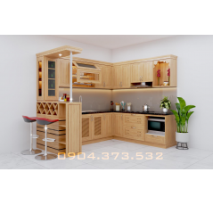 Tủ bếp cao cấp gỗ sồi Nga chữ U